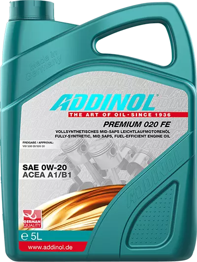 Моторное масло ADDINOL Premium 020 FE, 0W-20, синтетическое, 5 л