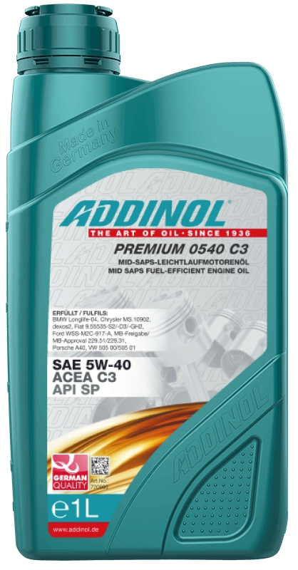 Моторное масло ADDINOL Premium 0540 C3, 5W-40, синтетическое, 1 л