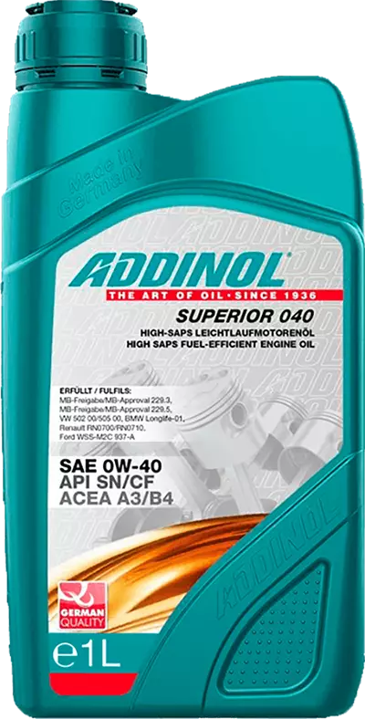 Моторное масло ADDINOL Superior 040, 0W-40, синтетическое, 1 л