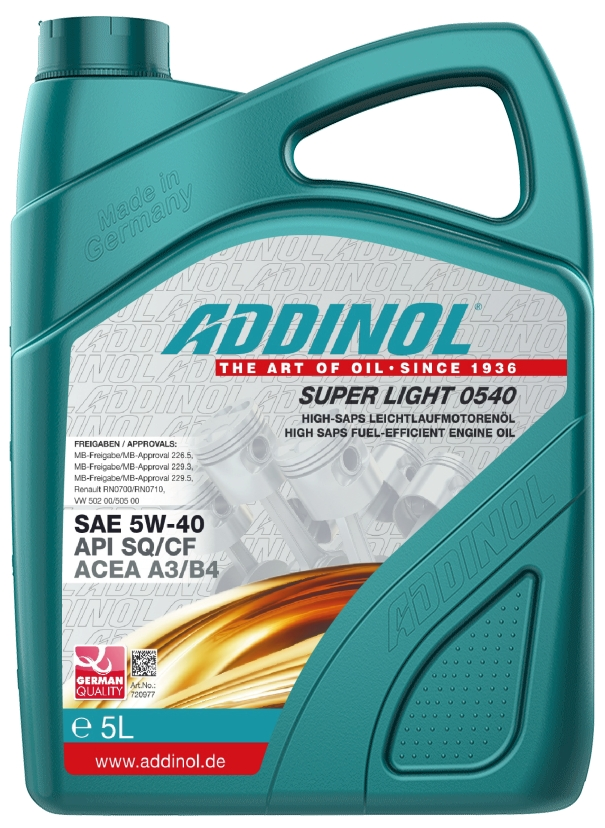 Моторное масло ADDINOL Super Light 0540, 5W-40, синтетическое, 4 л