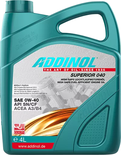 Моторное масло ADDINOL Superior 040, 0W-40, синтетическое, 4 л