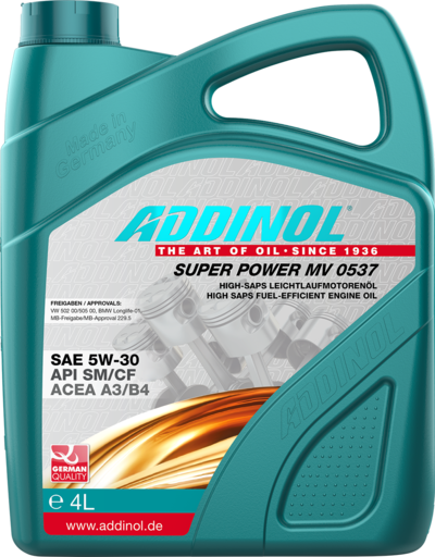 Моторное масло ADDINOL Super Power MV 0537, 5W-30, синтетическое, 4 л